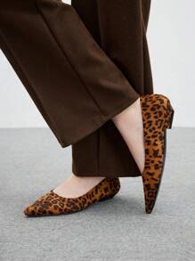 CUCCOO BIZCHIC Fashionable Pointed Toe Low Block Heel Flat Slip On Shoes For Women Valentine's Day - Brown - View 4