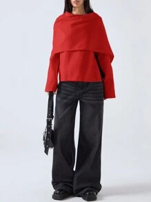 LYSMO 纯色斗篷外套斗篷大衣，休闲秋冬