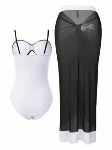 Swim Oasis 2pcs/Set Printed Swimsuit With Skirt Summer - Multicolor - View 2