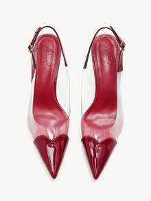 CUCCOO CHICEST 女士红色尖头拼接透明高跟鞋