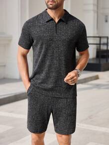 Manfinity VCAY 2 pezzi/set, completo casual da uomo con maniche a raglan e maniche corte, adatto per l'estate