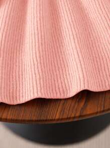 年轻女孩 A 字形高领针织毛衣连衣裙 - 粉色 - 查看 3