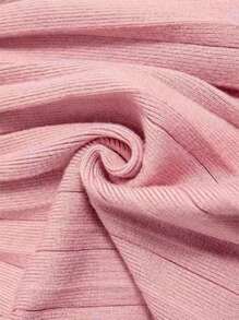 Young Girl Casual Simplistic Comfortable Ruffled Collar Houndstooth Pattern Sleeve Knitted Sweater Dress - Pink - View 5