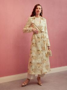 MOTF PREMIUM CASACO TRENCH COM ESTAMPA FLORAL DE LANTEJOULAS - Multicolorido - Visão 4