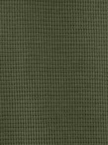 SHEIN LUNE Women's Autumn/Winter Water Soluble Lace Patchwork Cross Ribbed Casual Hoodie - Olive Green - View 7