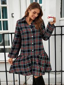 SHEIN LUNE Women Christmas Plaid Mini Dress