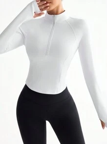 Easithlete 纯色半拉链套头运动衫，适合瑜伽健身