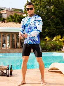 Manfinity Swimmode Camiseta casual de manga raglán de surf para hombre