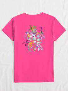 INAWLY 水彩海洋龟印花女式短袖休闲 T 恤圆领图案 T 恤女式上衣