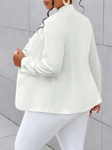 Maweii 大码女式立领纽扣夹克，适合日常穿着。秋冬季，新年，新款，外套，时尚，百搭。 - 白色 - 查看 2