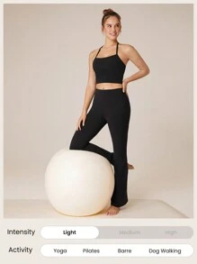 GLOWMODE 31 英寸 FeatherFit™ Fierce Activewear 2 件套背心和喇叭紧身裤套装低冲击瑜伽日常 - 黑色 - 查看 7