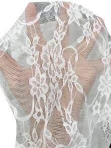 Viva Relle Đầm xòe ren tay lỡ cổ khoét sâu thanh lịch cho nữ cỡ lớn - trắng - Xem 7