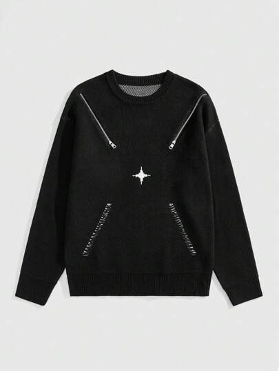 Street Life كنزة صوفية بسحاب للرجال عصرية، كاجوال بأكمام طويلة