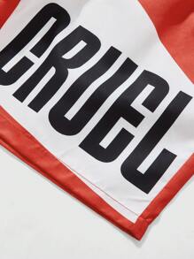 PAVTROS Manfinity Streetrush 男士拼色简约标语印花短袖 T 恤和短裤复古衬衫套装，男士两件套服装男士短裤 2 件套男士 2 件套短裤 - 紅色 - 查看 6