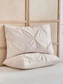 2/3pcs Beige Pleated Microfiber Duvet Cover Set, Minimalist Luxury Modern Polyester Pillow Sham Bedding Set, Suitable For All Seasons Queen (1 Duvet Cover + 1/2 Pillow Shams) - Khaki - View 7