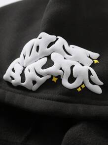 Manfinity Hypemode Men's Front Zipper Long Sleeve Pocket Printed Casual Hoodie Streetwear Zip Up