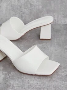 SHUZIA 女士简约方头穆勒高跟凉鞋 - 白色 - 查看 5