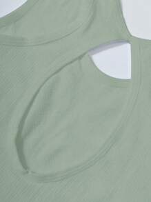 SHEIN Sports Casual Minimalist Solid Color Perforated Back Gym Sporty Tank Top - Multicolor - View 3