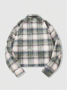 ROMWE MEN Street Life Men's Casual Plaid Overcoat, Autumn/Winter - Multicolor - View 2