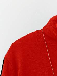 SHEIN LUNE 2 件大码女式针织条纹高领上衣和裤子毛衣套装，秋冬