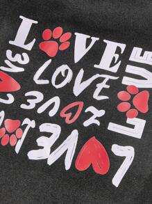 PETSIN 1 件宠物狗/猫通用情人节黑色“LOVE”时尚英文文字印花套头衫 - 彩色 - 查看 6