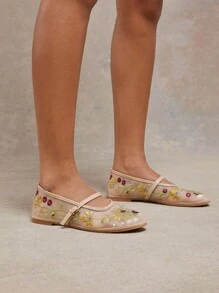 SHUZIA Women's Closed Round Toe Nude Tie Flat Dress Shoes Summer Shoes Spring Shoes Spring Break Easter Mother's Day Present Valentine's Day - Beige - View 4