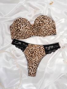 2pcs/Set Lace Patchwork Underwire Women Lingerie Set - Multicolor - View 7