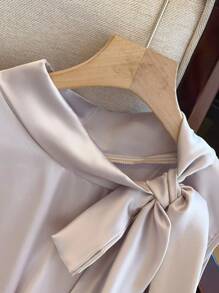 SHEIN Clasi 女式法式设计领口系蝴蝶结百搭修身吊带背心，夏季 - 淺灰紫 - 查看 3