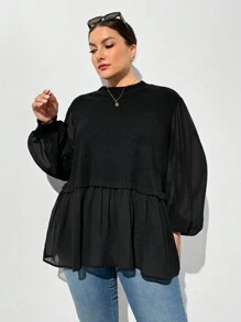 SHEIN Essnce Áo thun dài tay mùa thu cỡ lớn cho nữ, Áo tay dài đèn lồng màu đen, Áo len mùa thu cho nữ Áo đen Quần áo Halloween, Quần áo mùa thu cho nữ theo phong cách Goth, Áo cánh mùa thu Trang phục mùa thu Áo thun mùa thu Tay dài cho nữ Áo thun mùa thu cho nữ Áo thun dài tay cho nữ - màu đen - Xem 3
