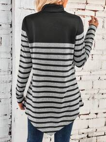 SHEIN LUNE 1pc Women Striped Long Sleeve T-Shirt, Casual & Fashionable For Daily Wear