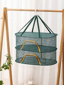 Składana suszarka do ubrań 1 szt.: wiatroodporne haczyki i zamek błyskawiczny, obrotowy o 360°, duża, oddychająca siatka zapewniająca równomierne suszenie, chroniąca przed owadami, oszczędzający miejsce organizer na pranie (1/2/3 warstwy)