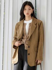Dazy-Less Women's Regular Fit Casual Suede Jacket, Minimalist Design Old Money,Fall Clothes