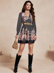 Almamuse 女士修身深 V 领短款连衣裙 - 黑色 - 查看 6