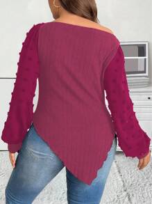 Celure Plus Size Women's Off Shoulder Asymmetrical Hem Blouse