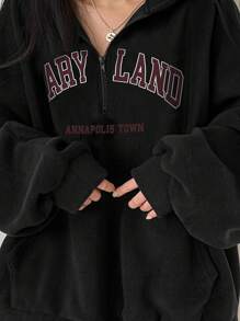 Relaxed Half-Zip Sweatshirt, Minimalist Fashion Casual Everyday Wear Pullover Fall Sweatshirt