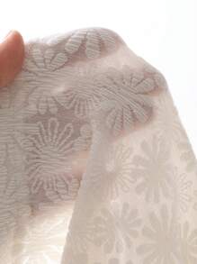 DAZY Women's Casual Textured Fabric Slightly Loose Fit T-Shirt, Summer - White - View 7