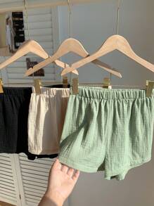 Comfortcana 3 件套女士新款时尚多色亚麻短裤 - 彩色 - 查看 7