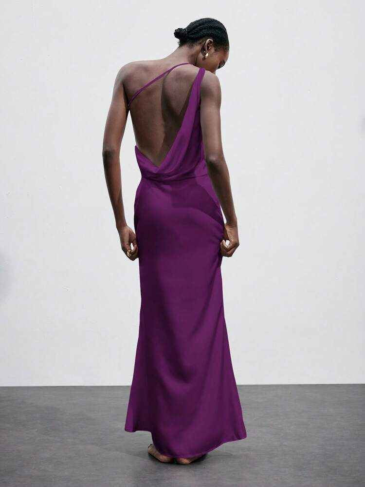 SHEIN Maija Elegant Long Sleeveless Backless Purple Dress, Modern Urban Casual And Party Wear, Vintage Style,Lavender Dress,Summer Clothes, ,Country Concert Outfit,Streetwear Women,Stockholm Style,Stockholm Style,Club,Teacher, Teacher Outfits For Women,Purple-Red,Autumn Outfits For Women, Christmas Women's Clothing  St Patrick's Day Women Easter Summer Outfits Easter Dress Women Party Top Beach Dress Summer Holiday Outfits Each Vacation Outfits For Women  Summer Outfit For Women Going Out Outfits Graduation Graduation Outfit  Casual Dresses  Casual Blouses For Women