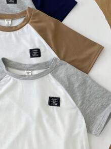 SHEIN Leap Crew Bộ 6 áo phông và quần short cổ tròn tay ngắn phối màu đa năng cho bé trai tuổi teen, thích hợp mặc khi đi làm, đi học, mặc thường ngày, thể thao, mùa xuân/hè - Nhiều màu - Xem 8