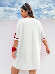 SHEIN EZwear Plus Size Women Printed Casual Dress, Minimalist & Fashionable For Everyday Wear For Summer