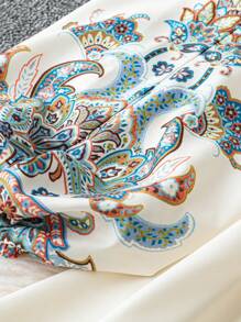 SHEIN Unity Court Retro  Plus Size Floral Print V-Neck A-Line Knee-Length Holiday Dress Fall Cloth For Women - Multicolor - View 5