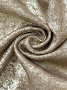 Elenzga 2 件套女士优雅金属金色圆领长袖收腰不对称下摆 A 字形连衣裙 - 金色 - 查看 7