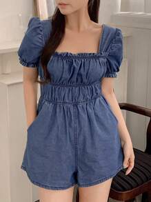DAZY Summer New Loose Casual Jumpsuit Denim Shorts For Women