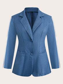 SHEIN LUNE Plus Size Women Patchwork Blazer & Pants Set Graduation,Back To School,Teacher Outfits For Women