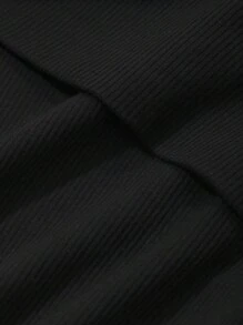 DAZY Áo thun dài tay hở vai cổ bất đối xứng màu đen có thiết kế dành cho nữ, quần áo mùa thu dành cho nữ - màu đen - Xem 5