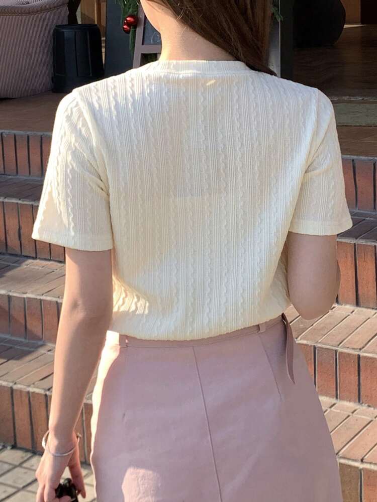 Spring/Summer New Business Casual Women T-Shirt With Unique Fabric And Horse Embroidery