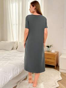Dream Adore Women's Casual Round Neck Short Sleeve 2 Bear Print T-Shirt Nightgown
