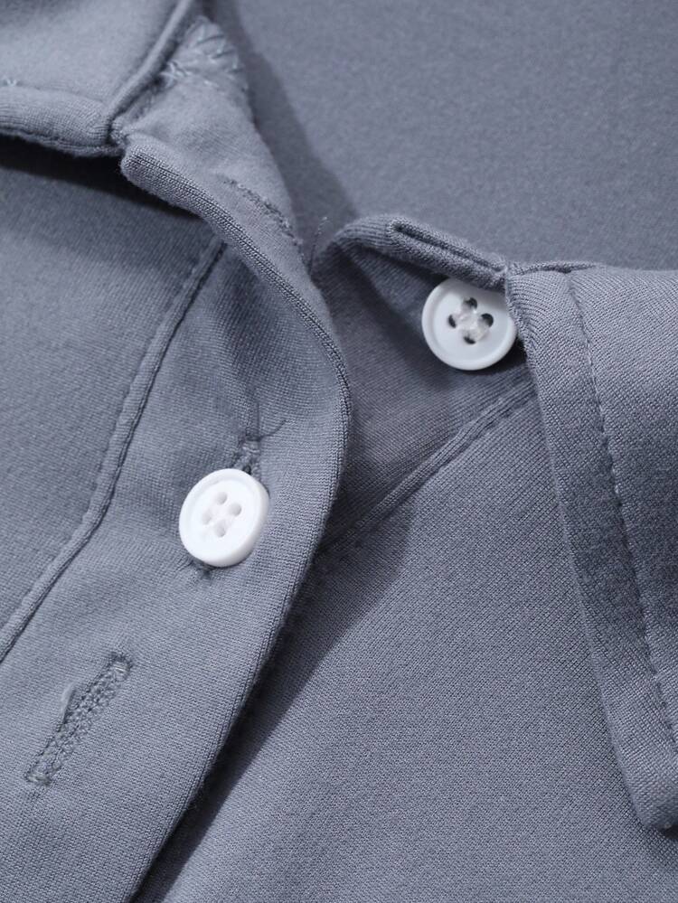 Solid Color Polo Collar Women's Short Dress, Minimalist Fashion Casual Everyday Wear