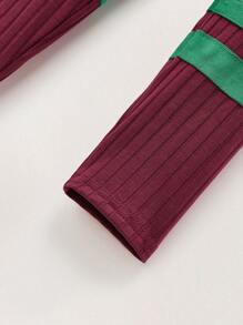 THE HAPPY LOOK Burgundy Ribbed Knit Skinny Leggings For Young Girls, Casual Everyday Wear, Autumn/Winter - Burgundy - View 3