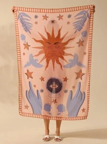 CAJUNI Women's Boho Print Vacation Casual Beach Swim Cover Up Skirt Sarong For Summer Beach Vacation, Country Concert